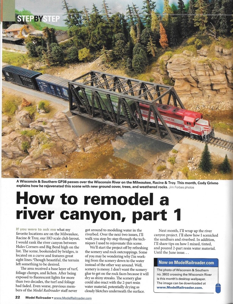 Model Railroader April 2013 River Canyon Santa Fe Layout Scratchbuilt Structutes