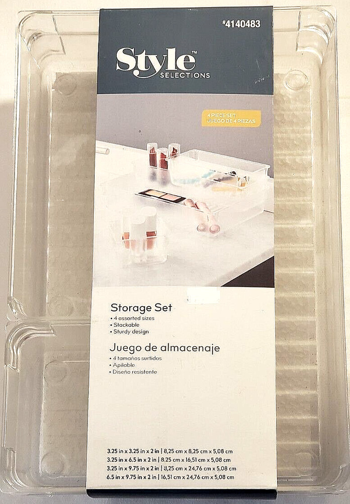 STYLE SELECTIONS 4-piece Clear Acrylic Bathroom Organizer Set