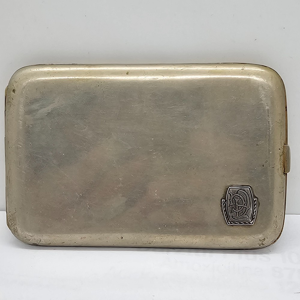 antique spain toledo cigar vesta case damascene dragon rectangular