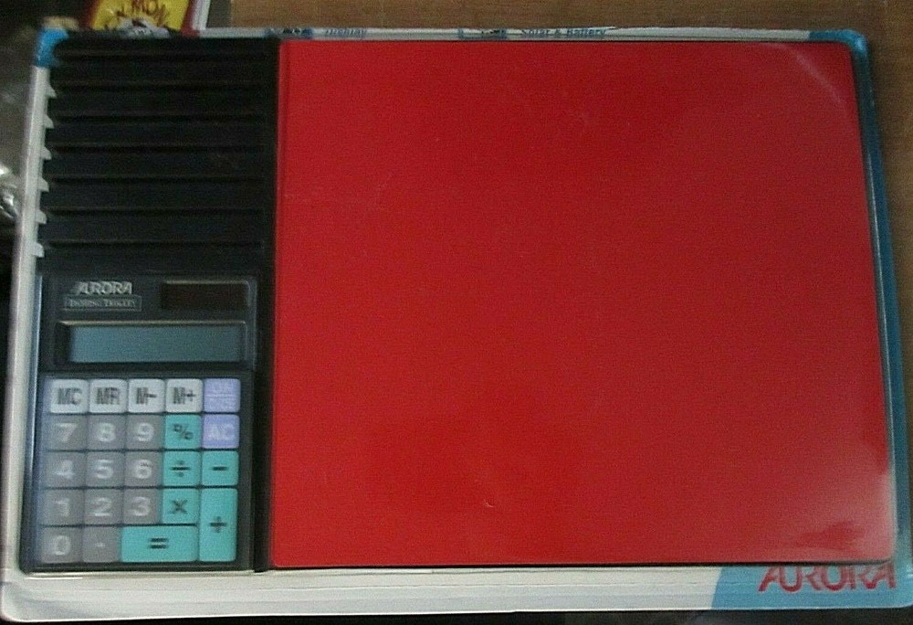 Vintage Mouse Pad with Calculator and DIskette Holder