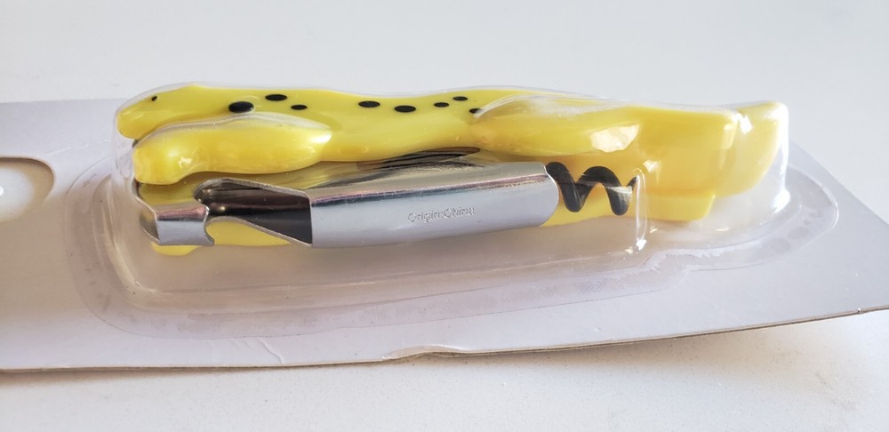 Novelty Bottle Opener Yellow Cheetah Designed Frame Multi Tool Style 5" Length