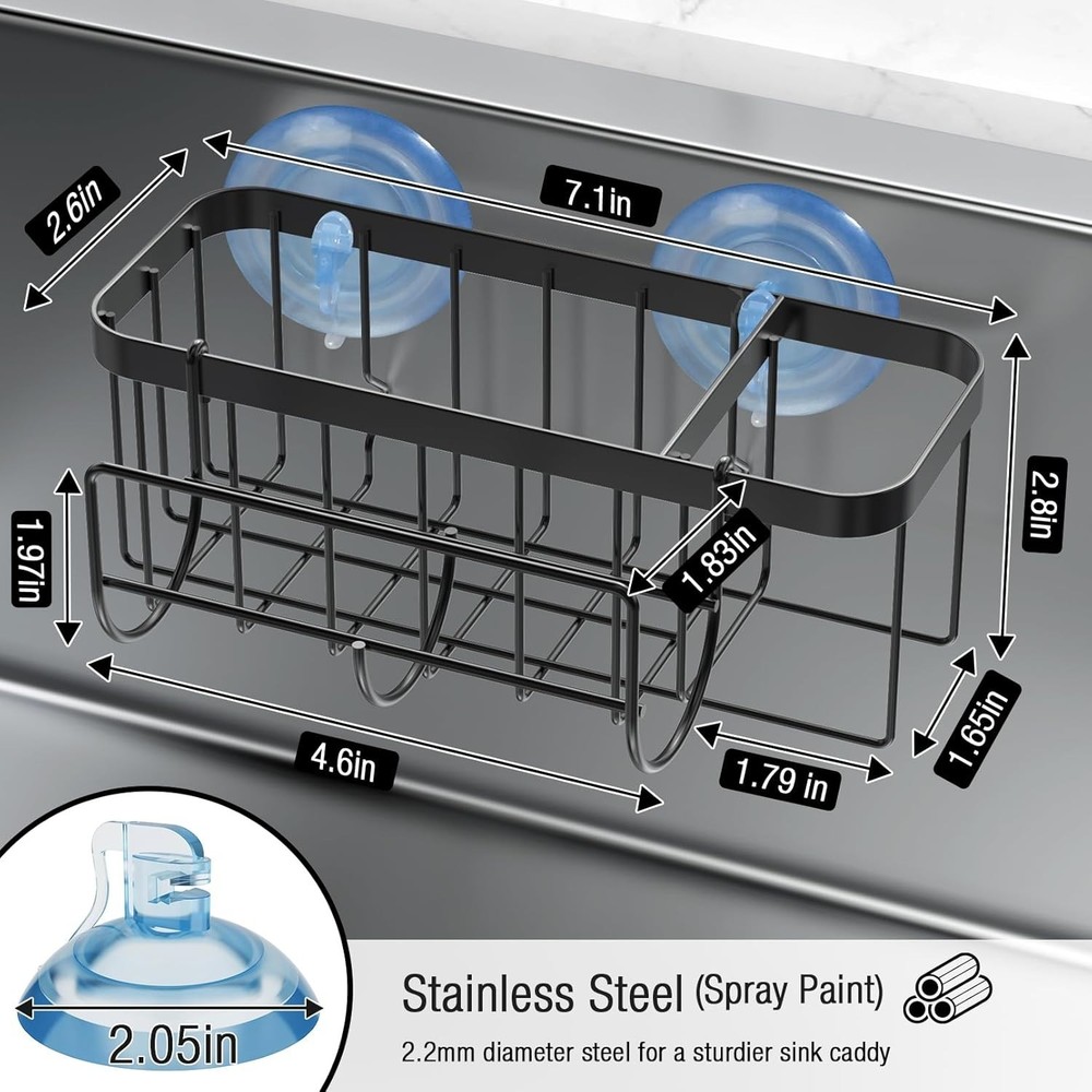 Organizador Esponja Cocina Bano Adhesivo Con Ventosa Extra 7.09"L x 4.33"W x 2.7