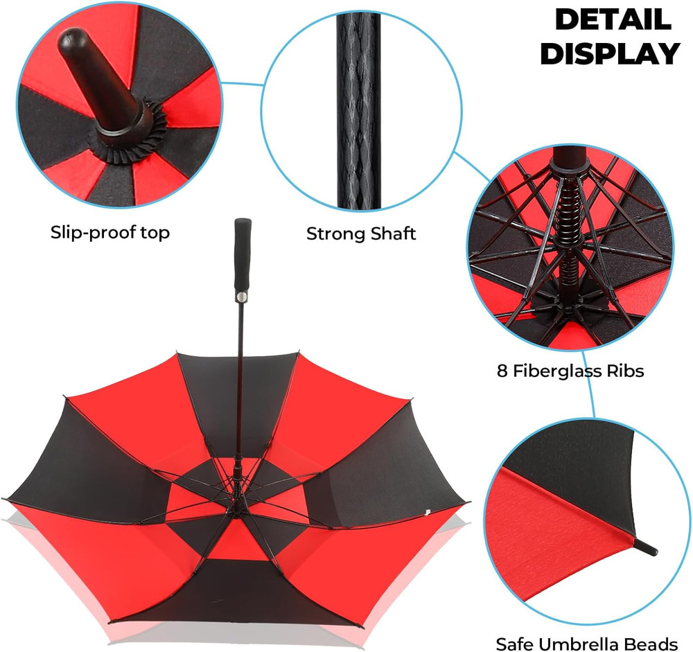 Extra Large 54/62/68/72 Inch Automatic Open Golf Umbrella, Double Canopy Vented