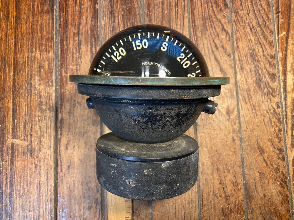 Vintage Danforth Constellation Dash Mount Compass 5" Card Red LED Light