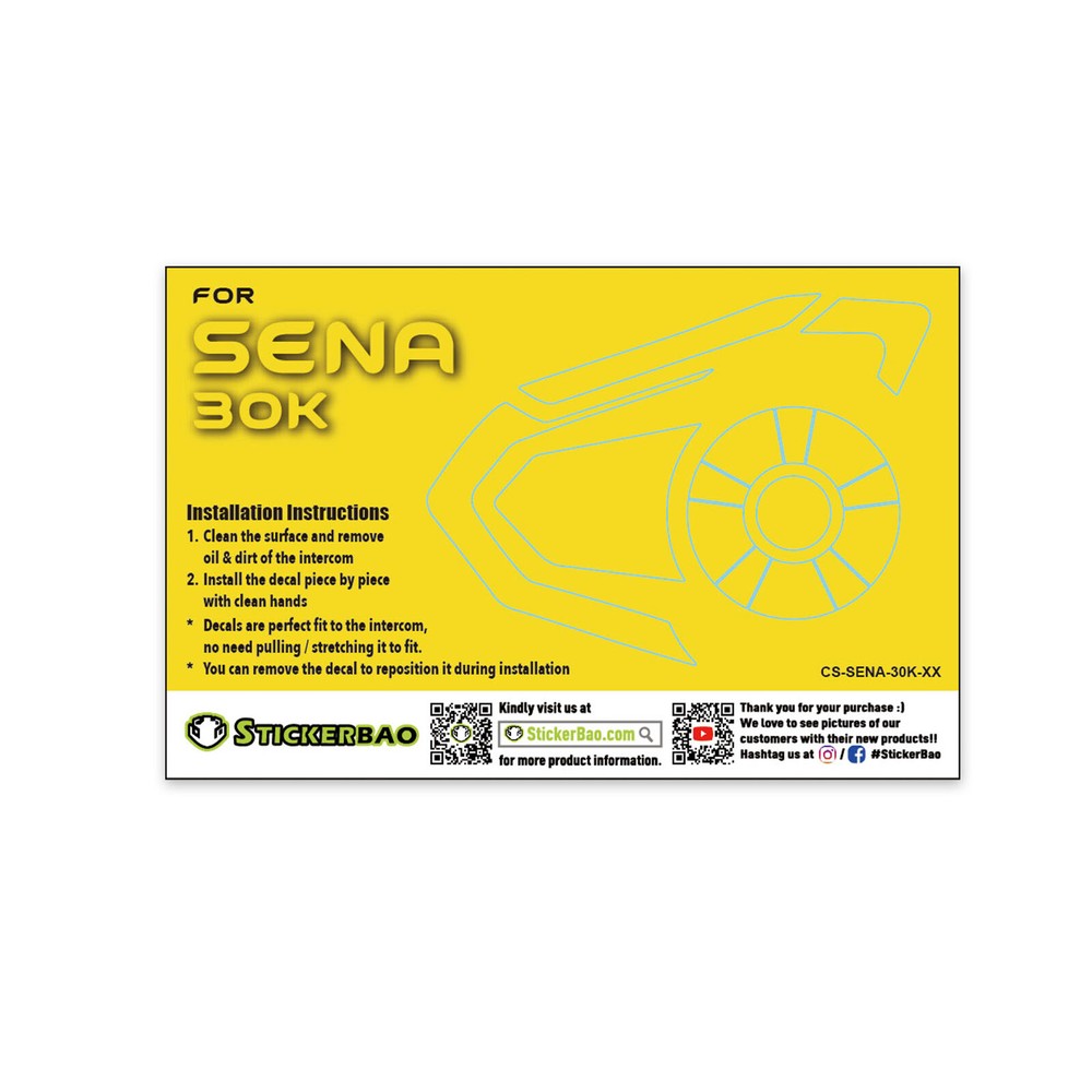 Yellow 1 Pcs For SENA 30K Intercom Device Sticker