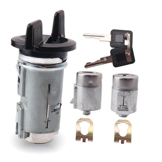 Ignition Switch Lock Cylinder & Door Lock Cylinder Set Compatible with Chevy