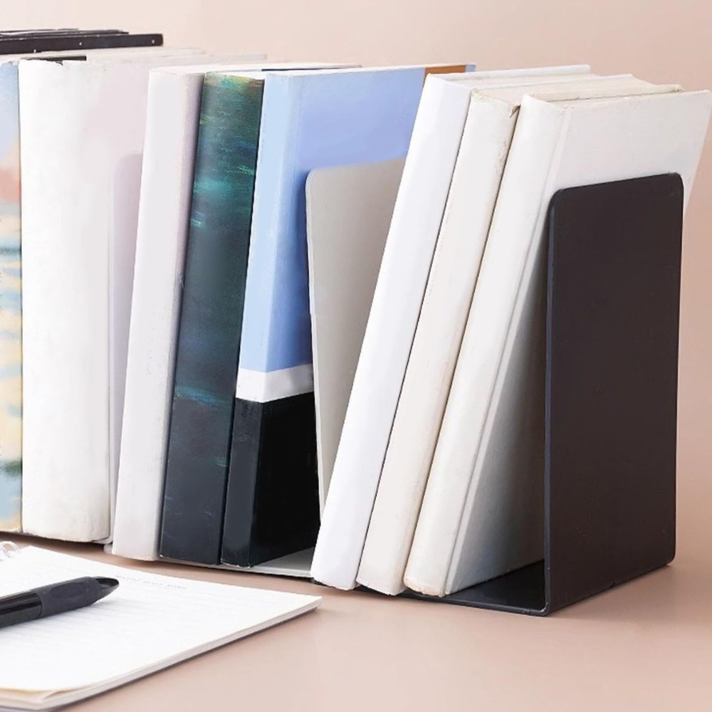 Book End L-Shaped Bookends Holders Shelf Support Rack Book...