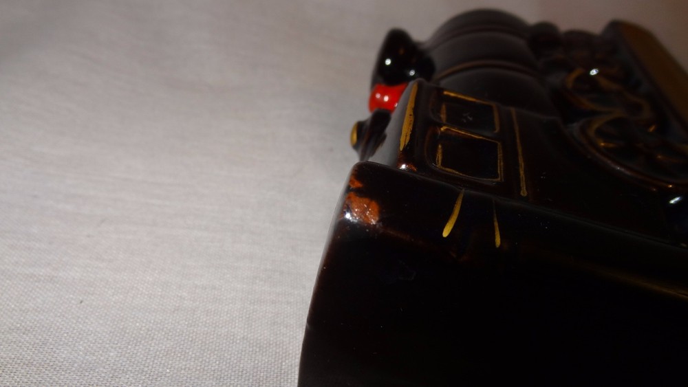 Vintage Japan Redware Train Engine Bookends Black Red And Gold