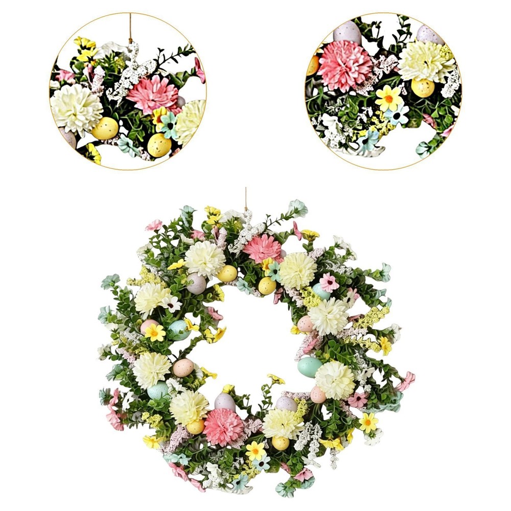Easter Eggs Wreath Spring Flower Wreath Versatile Decorative Lovely Easter