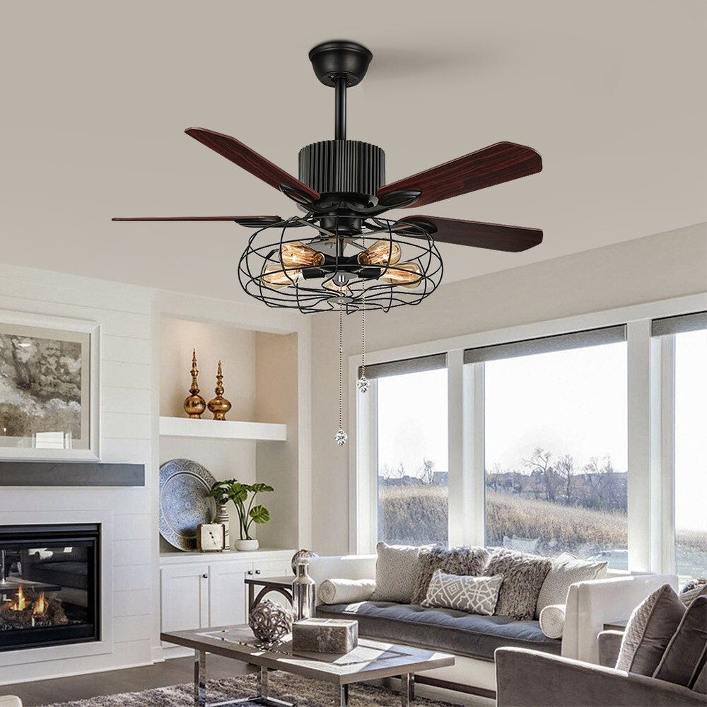 52Inch Industrial Ceiling Fan with Light Kit Dimmable