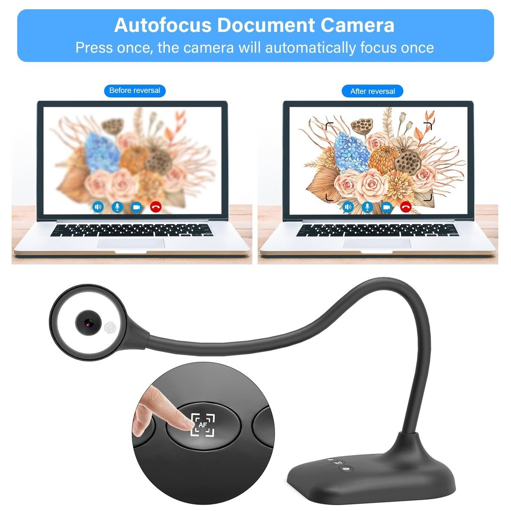 Document Camera for Teachers Webcam and Overhead Camera for Classroom with Mi...