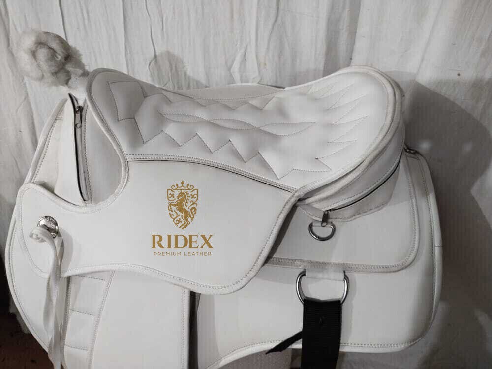 White Synthetic Treeless Western style with Extra Panel 15".