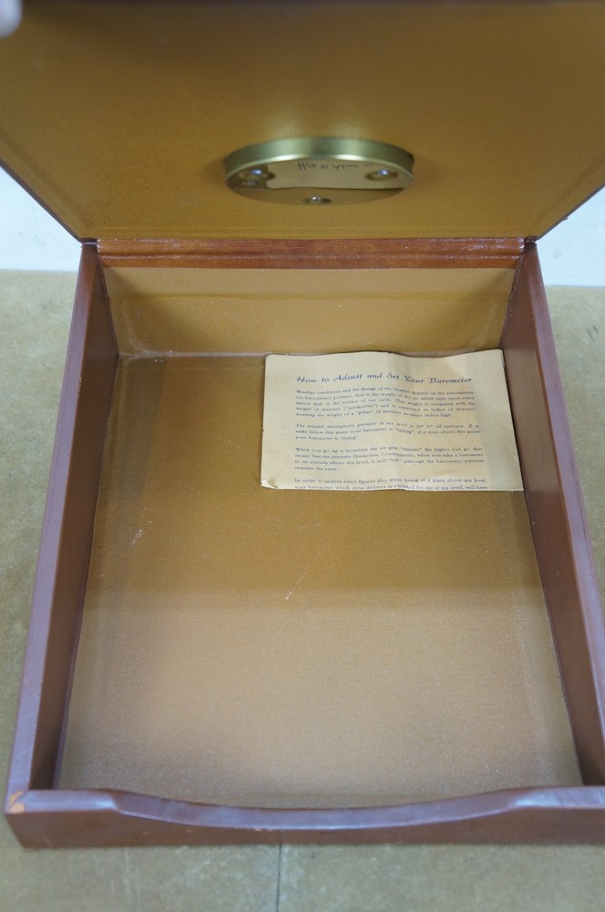1952 Moco West German Leather Desktop Barometer Document Box 13"