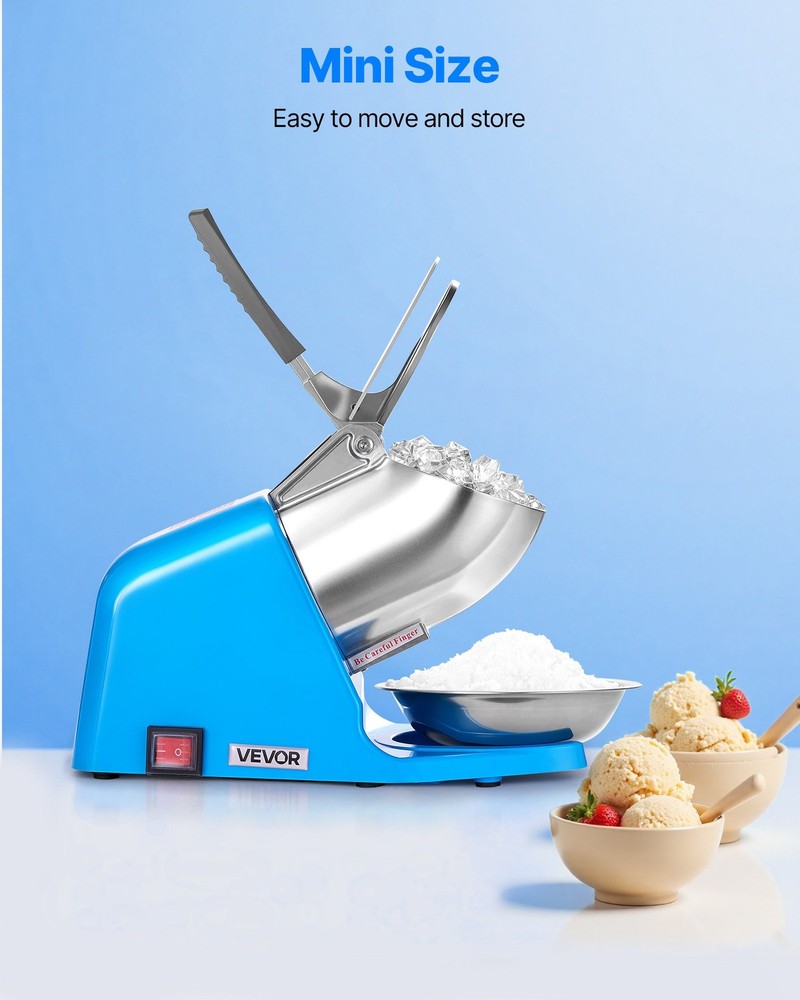 Electric Ice Crusher - 286LBS/H Snow Cone Maker, Compact & Efficient