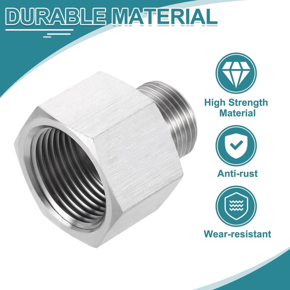 Pipe Fitting Reducing Adapter M20 x 3/4" NPT Reducer Connector Silver