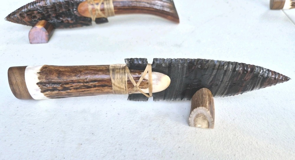 Triple Flow Obsidian Knifes, Flint Knapping, ENTIRE COLLECTION !