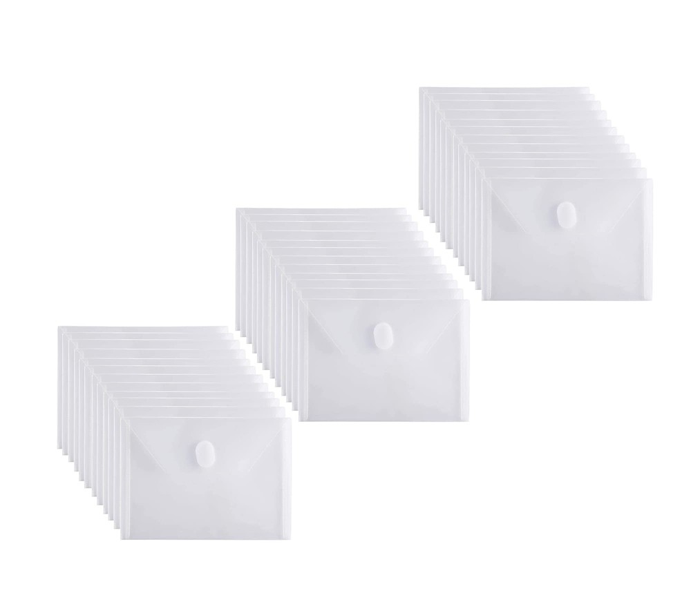 36 Pack 5x7 Clear Plastic Envelopes File Holder with Hook and Loop Closure