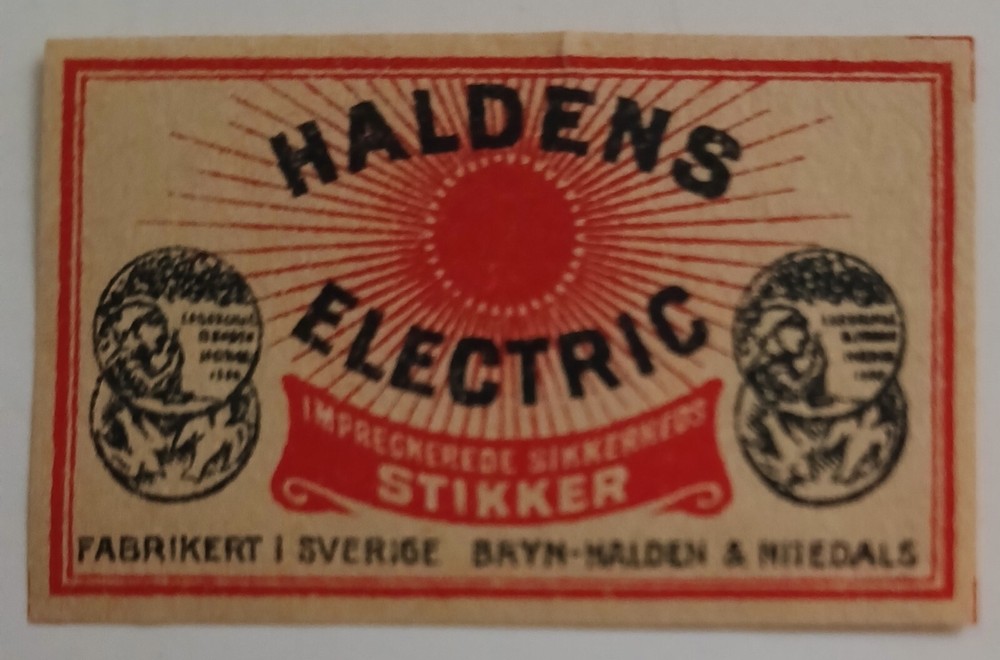 OLD MATCHBOX LABEL  - HALDENS ELECTRIC