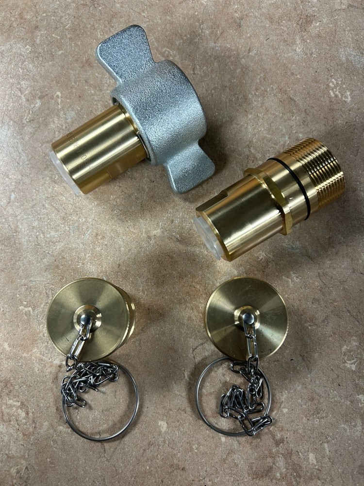 1" NPT (WET LINE) Wing Nut Hydraulic Coupler / Coupling Set WITH CAP & PLUG!