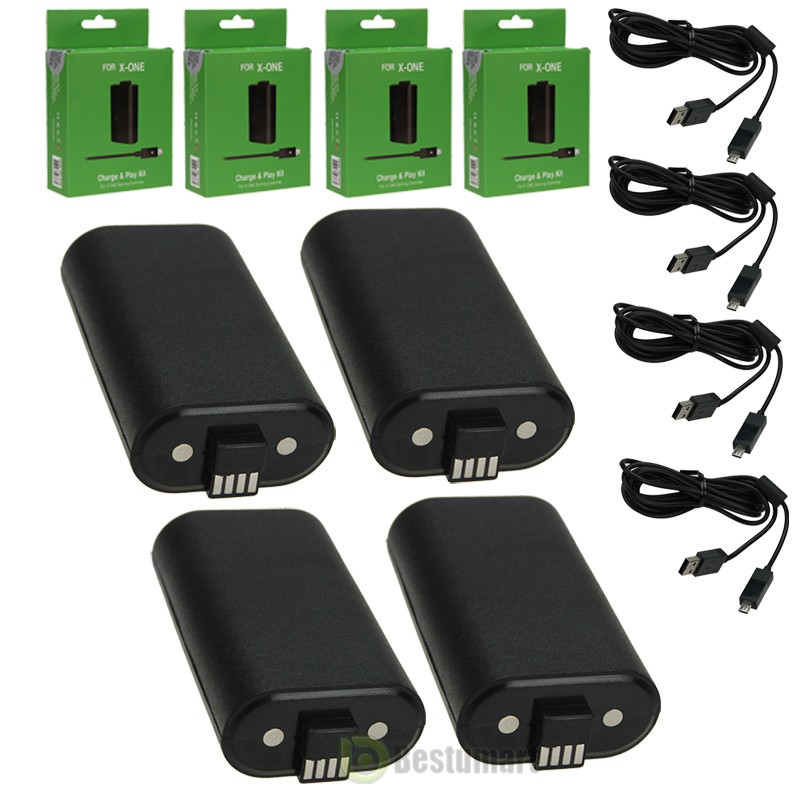 For Xbox One X Controller Play Charging Charger Cable 4Rechargeable Battery Pack