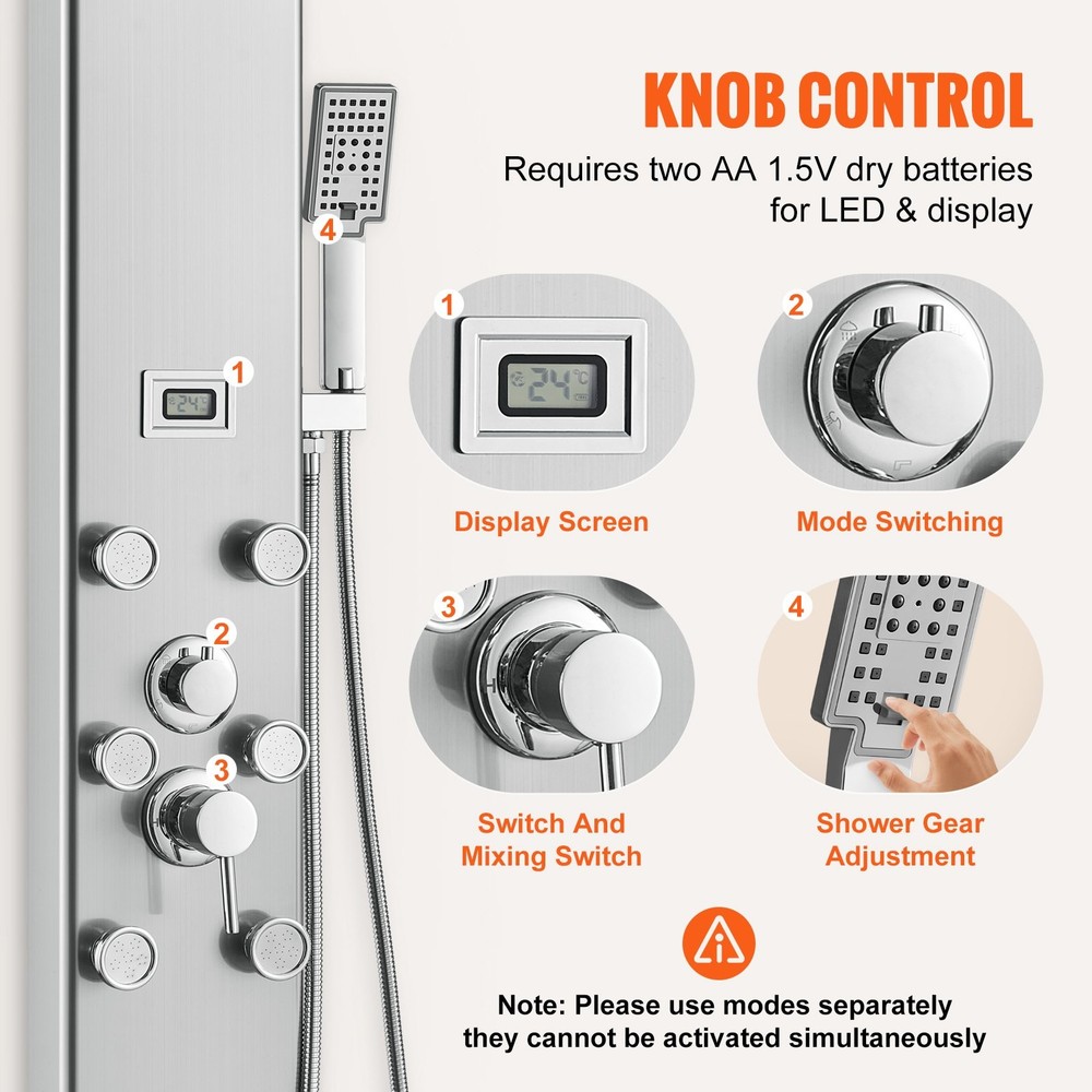Shower Panel System 5 Shower Modes Digital Display Shower Panel Tower Rain