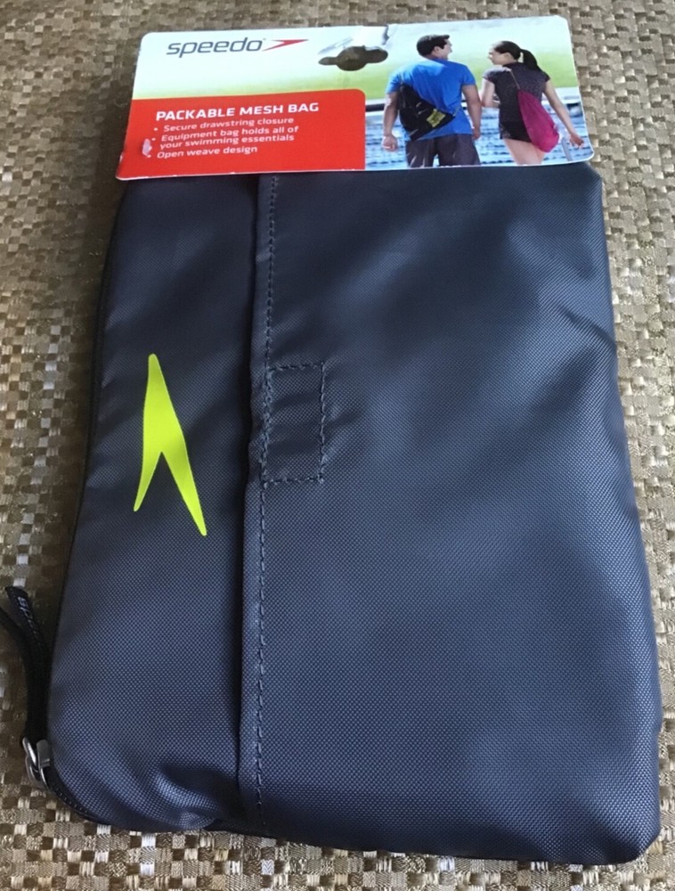 Speedo Packable Mesh Swimming Drawstring Bag - Gray/Yellow