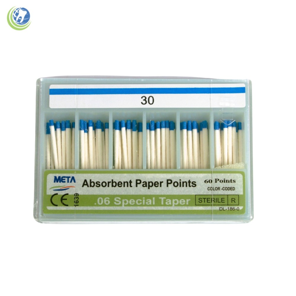 Paper Points .06 Taper #30 Sterilized Endodontic Root Canal Obturation 60/Box