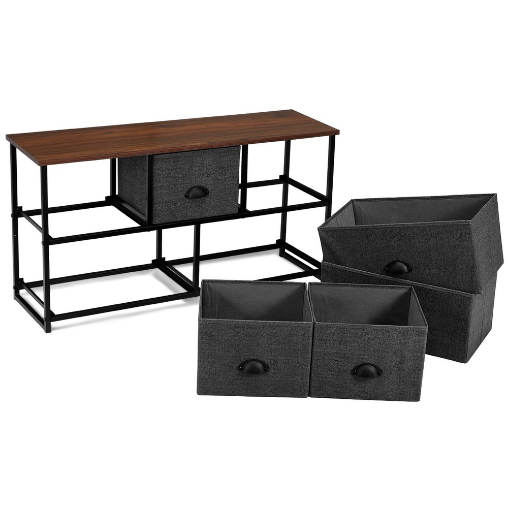 Multi Drawers TV Stand Storage Unit Side Table Display Organizer Living Room