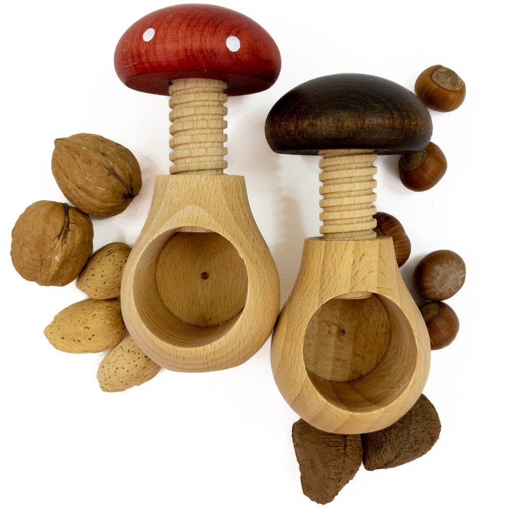 “Mushroom & Toadstool” Wooden Nutcracker Set of 2