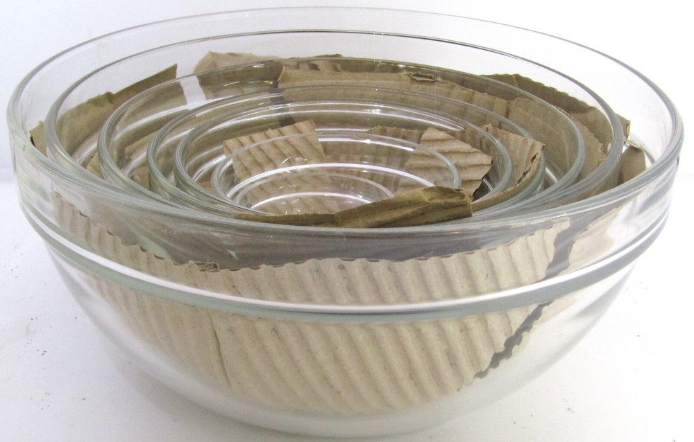 7-PIece Clear Glass Nesting Prep Bowls. New Without Box.