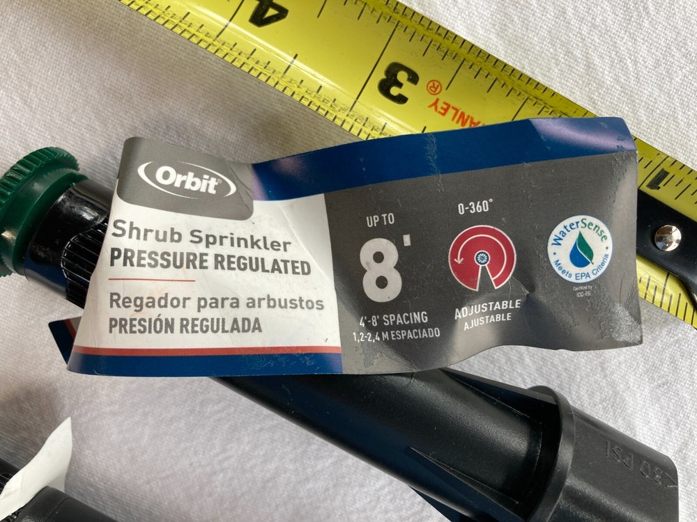 (2) Orbit 54056 Shrub Sprinkler Pressure Regulated 8ft Adj Pattern Irrigation