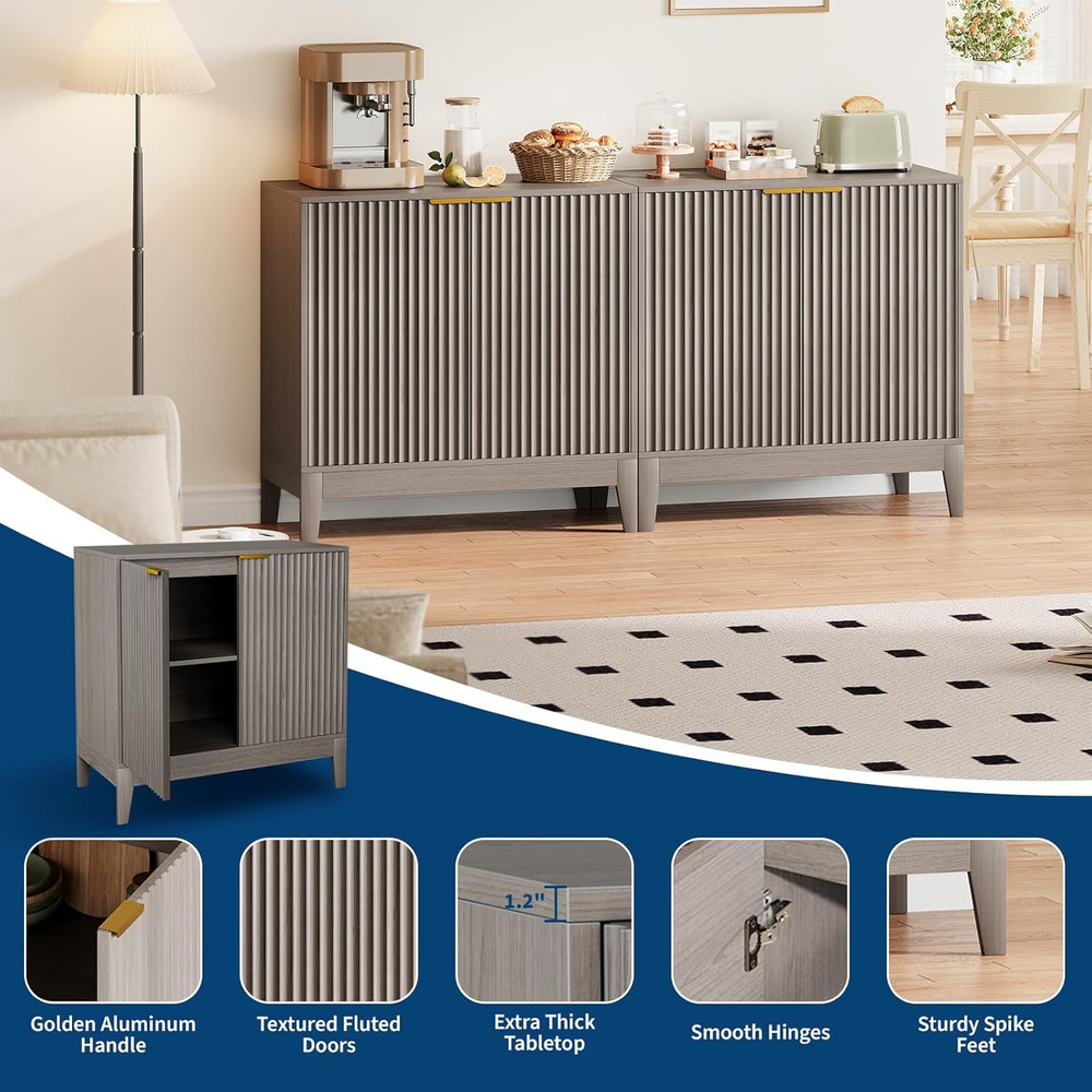 Modern 32" Fluted Sideboard Cabinet with Storage for Kitchen & Dining Room