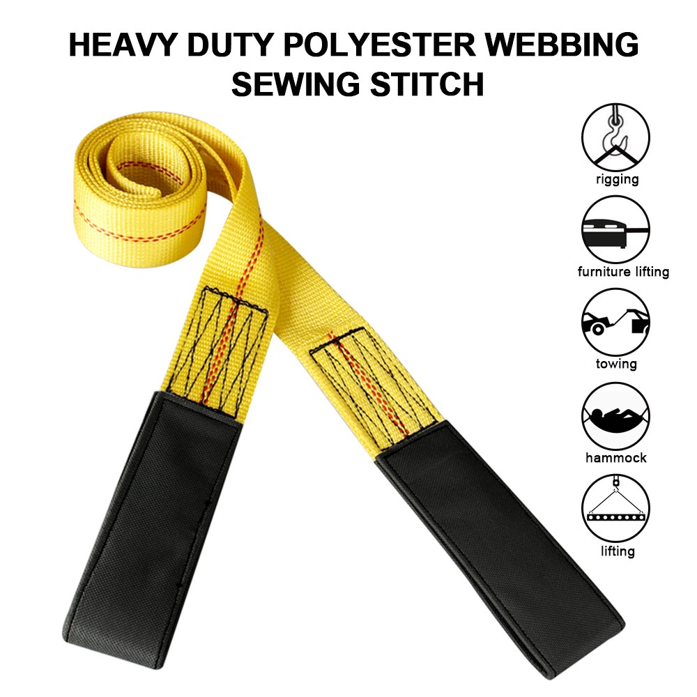 6' x 2" Durable Flat Lifting Sling Strap Eye Polyester Webbing 9000LBS w/ loops