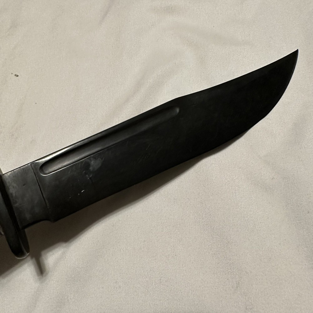 Custom WWII Fighting Knife Black Heavy Sharp Blade Horn