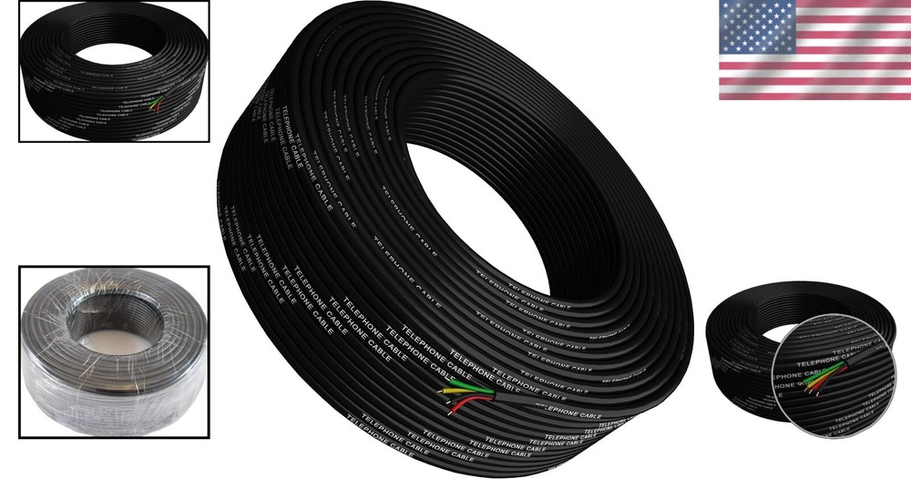 Premium 300ft Solid Copper Phone Cable - Durable 26 AWG Wire with PVC Protection