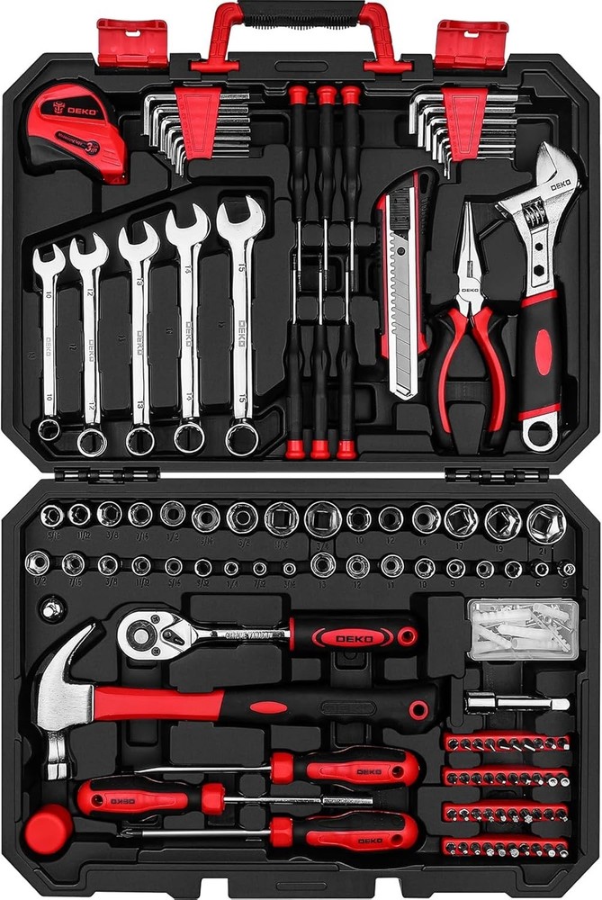 Tool Set:158 Piece Home Tool Kit, Household Basic Repair Tool Set Comes with ...