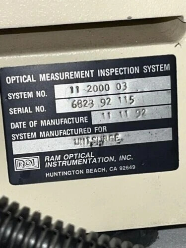 Ram Optical Instrumentation 11 2000 03 Optical Measurement Inspection System