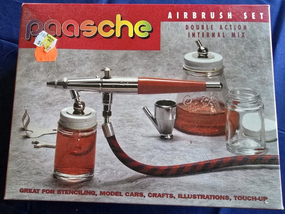 Paasche Airbrush Set Double Action Internal Mix  NIB