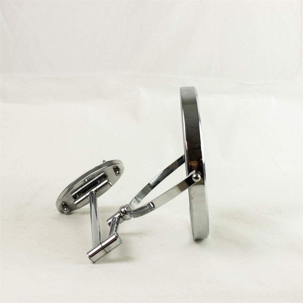 Chrome Double-Sided Swing Arm Wall Mount Makeup Mirror - Magnifying & Regular