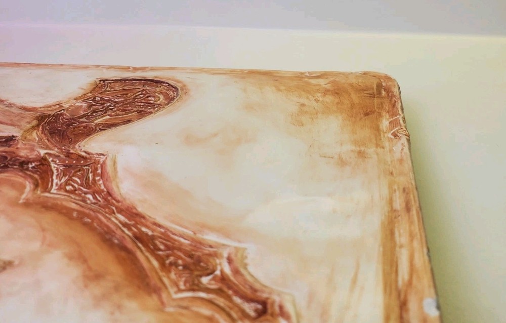 Primitive Axe Carved Chalkware Wall Plaque Signed Vintage