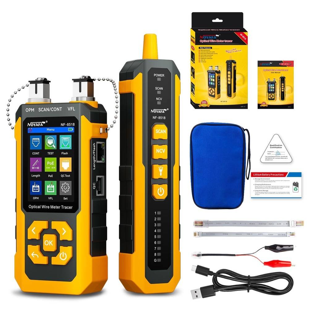 NOYAFA NF-8518 Network Cable Tester with Optical Power Meter, Ethernet Cable ...