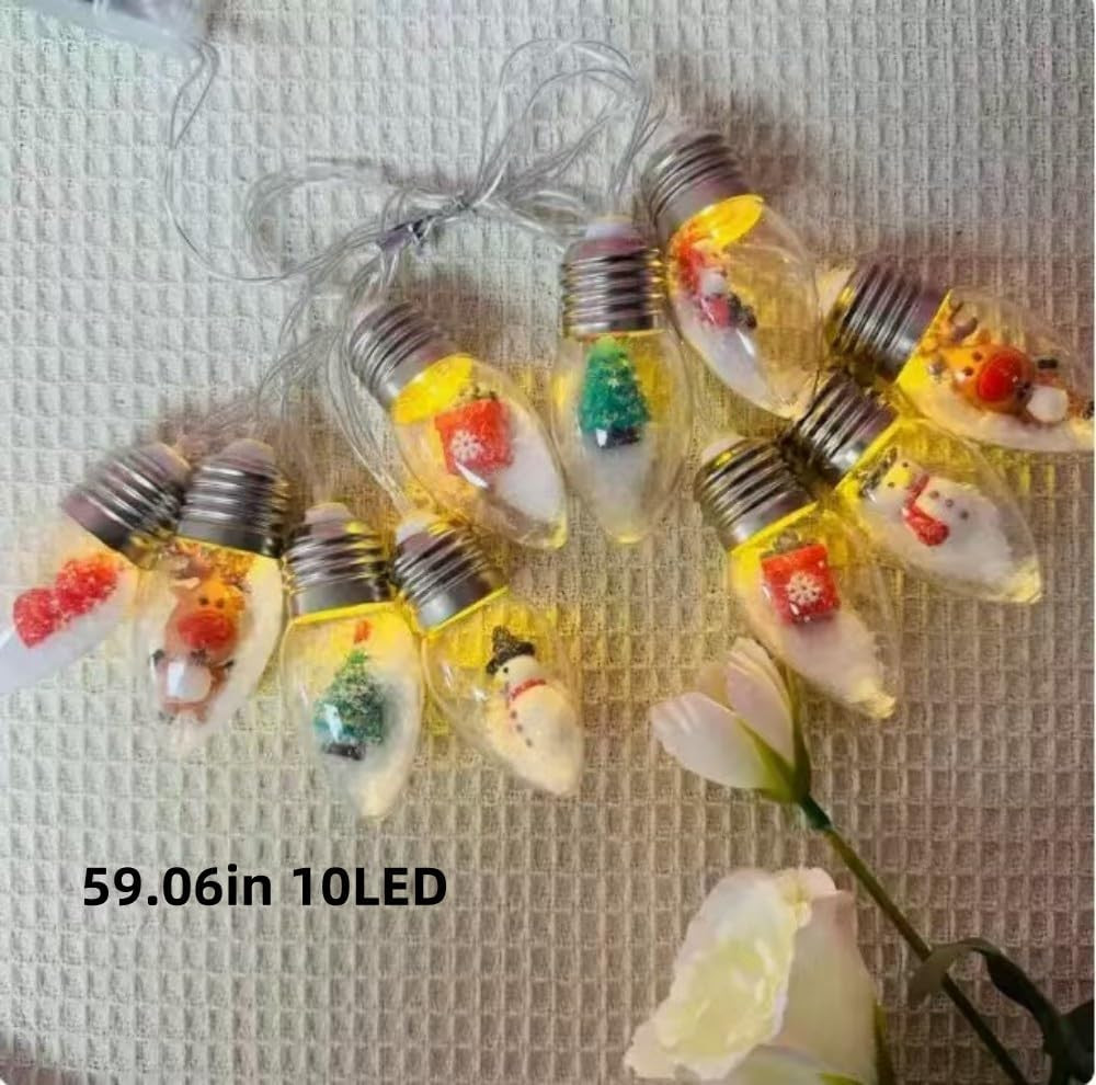 Christmas Vintage Decor String Light, 10 Led Bulbs String Lights, Indoor Christm