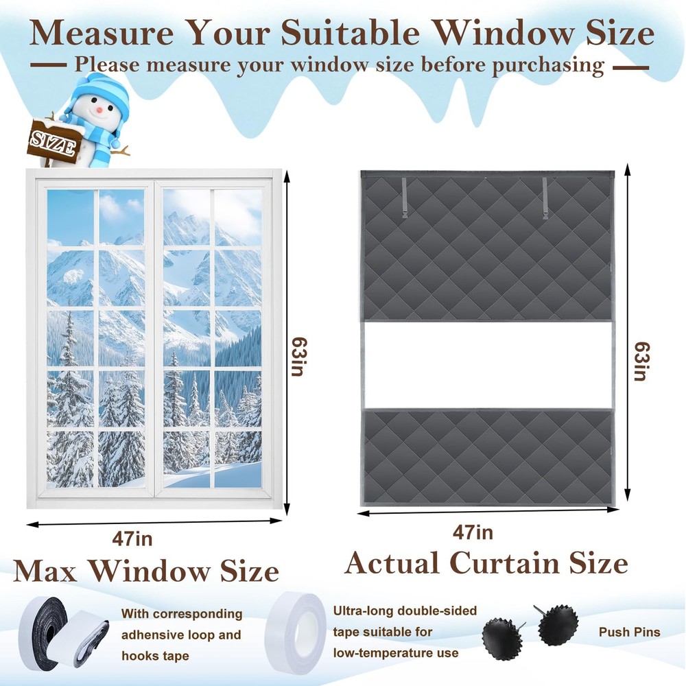 Visible Thermal Window Insulation Kit for Winter, Winterizing Insulated Windo...