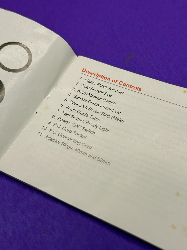 Vivitar Macroflash 5000 Booklet Instructions 1989