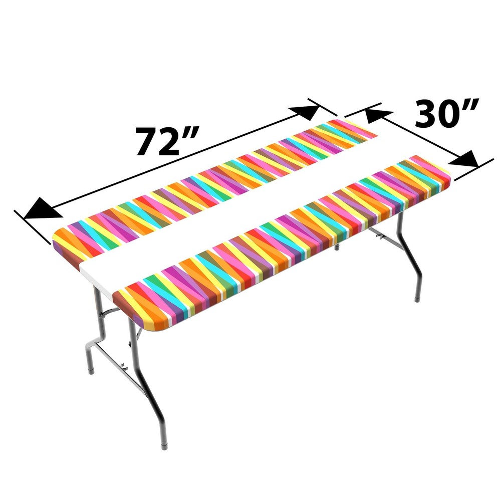 TableClothPLUS Laces 72" Elastic Fitted Polyester Tablecloth, 6' Folding Tabl...