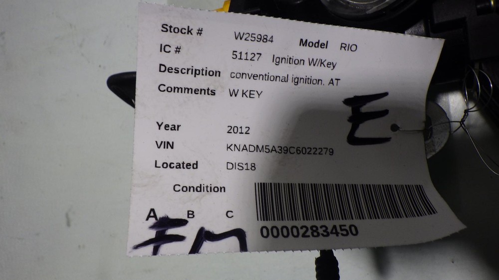 12 KIA RIO Ignition W/Key