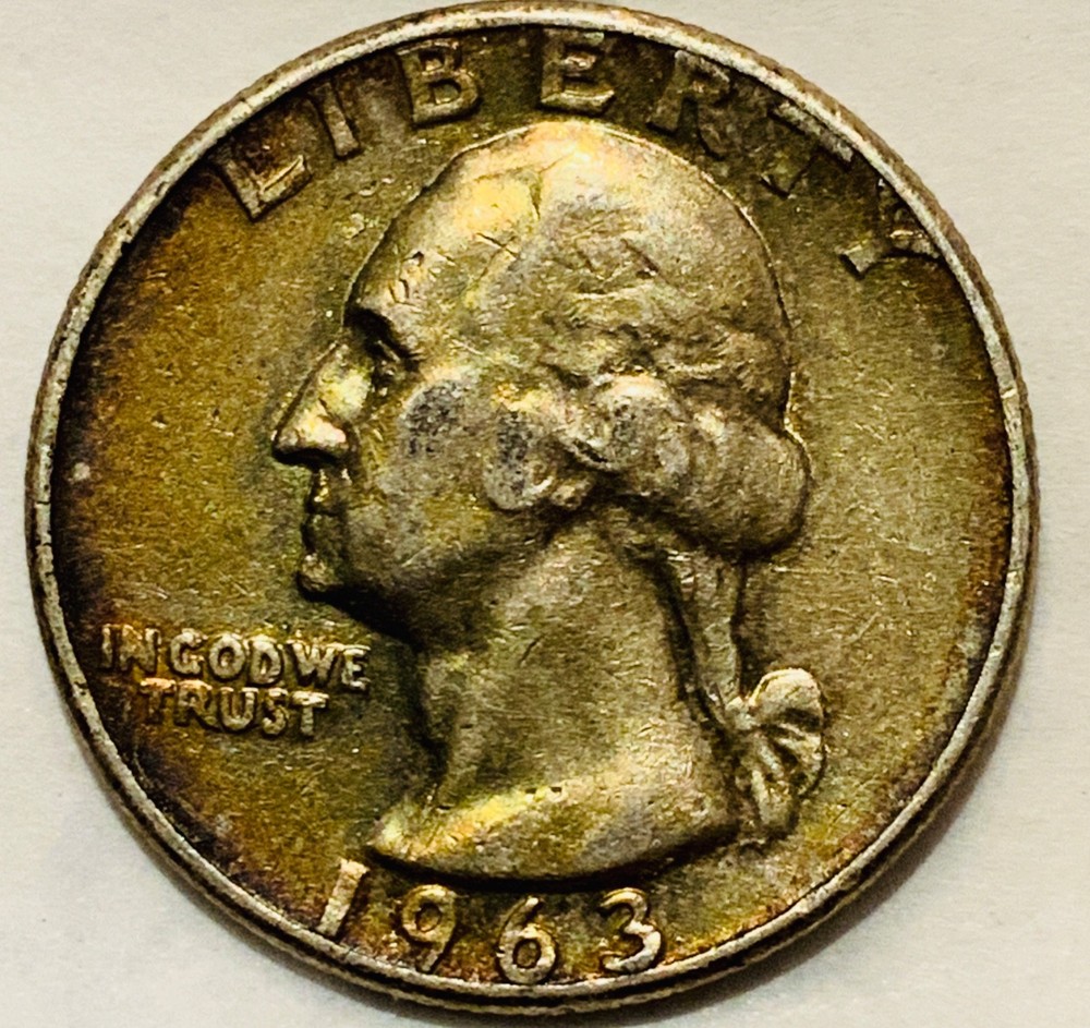 1963-P washington Quarter, Better Grade,Nicely Toned, Raw