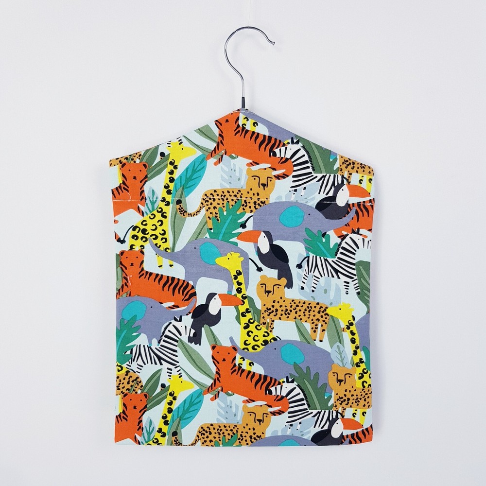 Peg Bag Handmade Multi-Coloured Jungle Animal Lined Laundry Clothes Peg Holder