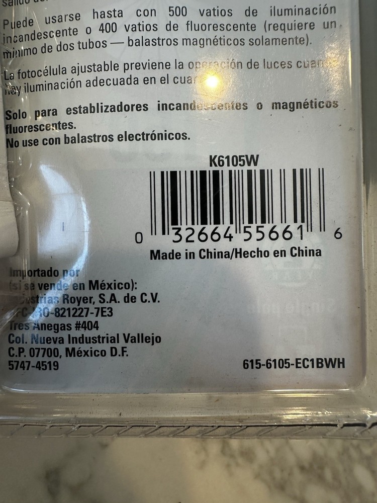 Cooper Wiring Devices K6105W Occupancy Sensor Wall Switch White 120V