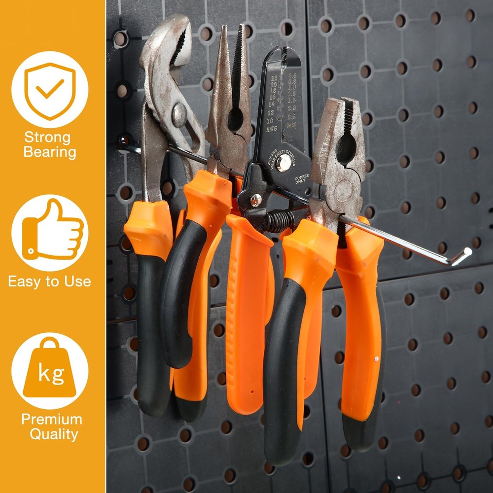 100 Pack Peg Board Hooks Stainless Steel Pegboard Hooks Shelving Display Hang...